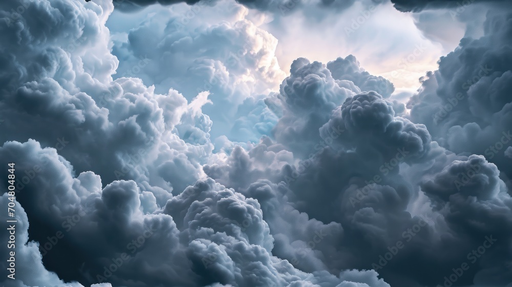 Poster a sky filled with lots of clouds with a blue sky in the middle of the middle of the picture and a fe