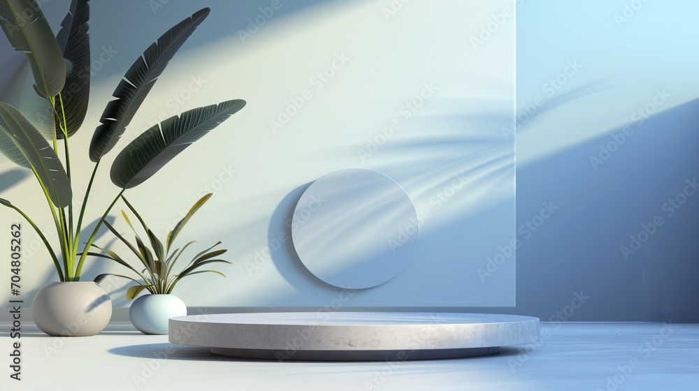 Poster 3d illustration of empty podium backdrop for product display. abstract minimal scene for merchandise