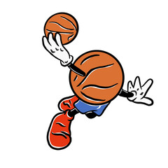 Funny basket ball cartoon character playing basket ball	