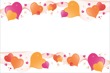 Beautiful vector hearts on a white background. Cute heart frame. Space for text. Copyspace