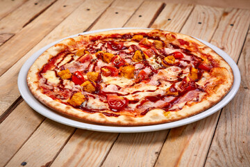 italian pizza on the wooden board