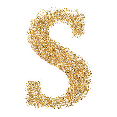 Gold glittering letter S font