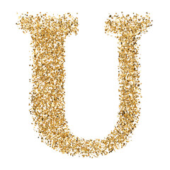 Gold glittering letter U font