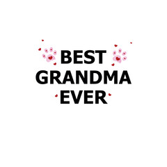Best Grandma Ever text. Happy Mother's day design doodle paw prints with hearts. Cat or dog moms design greeting card