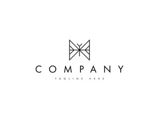 minimal abstract butterfly line logo design