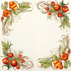 kitchen food spices frame border design with some blank space