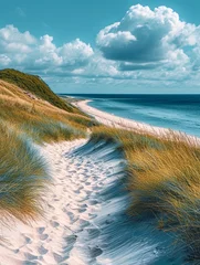 Foto auf Acrylglas dunes covered with grass. AI generative. © Dar1930