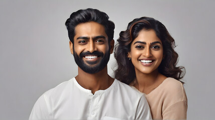 Confident Indian Couple with Bright Smile, Generative AI 