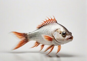  A fish on plain white background from AI Generative