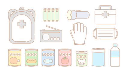 簡易的な防災備蓄イラストセット⭐︎PNG