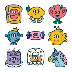 doodle cartoon elements hand drawn vector