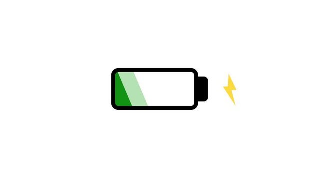 Battery charging animation, recharging a discharged battery until full, mobile battery. with video footage