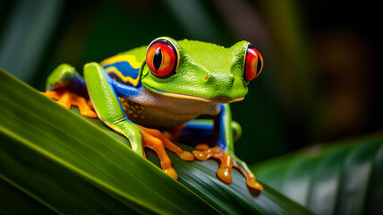 a frog with red eyes