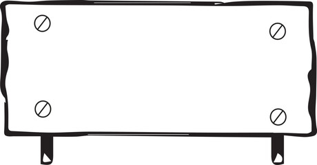 illustration of wooden plaque with four nails Blank white background