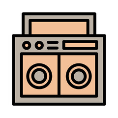 Music Tape Vintage Filled Outline Icon