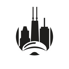 Obraz premium Chicago skyline silhouette with cloud gate bean 