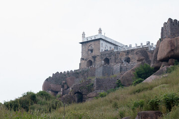 Fototapeta na wymiar Historic fort of Nizam of India, ancient castle in Hyderabad, City of Nizam, Hyderabad | Golconda Fort, India