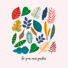 Beautiful leaf illustration for T-shirts and other merchandise., Floral leaves vector illustration