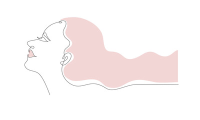 Continuous line art of a beautiful woman face ,editable lineart vector illustration.

