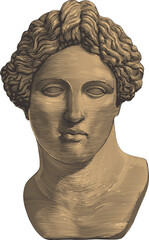 Portrait of Apollo in vintage engraving style