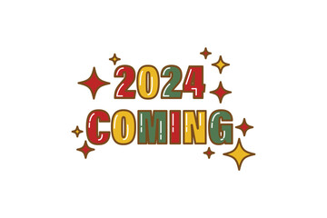 New Year 2024 Coming Sticker Design