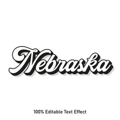 Nebraska text effect vector. Editable college t-shirt design printable text effect vector