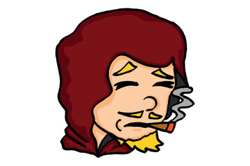 Man in Red Hoodie Smoking Caricature Cartoon Characters