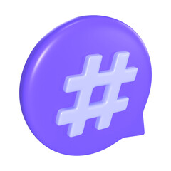 Hashtag 3D Illustration Icon