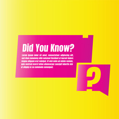 Did You Know label design idea concept. Did you know sign logo design. Do you know Vector illustration.