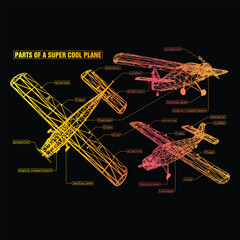 old plane technical drawings design