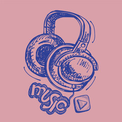 music headphones sketch 