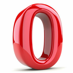 3D red 0 zero number on white background, ai technology