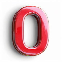 3D red 0 zero number on white background, ai technology