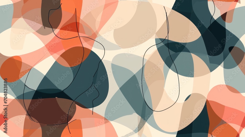Poster a multicolored abstract background with a variety of shapes and lines on a white background with ora