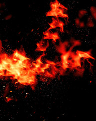 Fototapeta na wymiar Fire flames particle effect abstract background