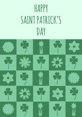 Sain Patrisk's Day banner in trendy Geometric style. Happy Patrick Day Geometry card design. Vector illustration can used web and social media poster, greeting card and brochure cover. EPS 10 