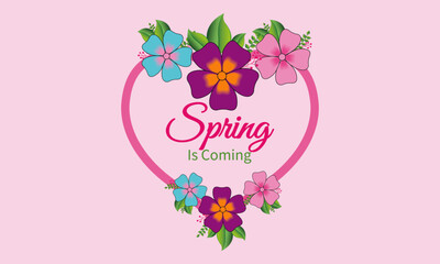 Vector spring is coming floral  banner design template