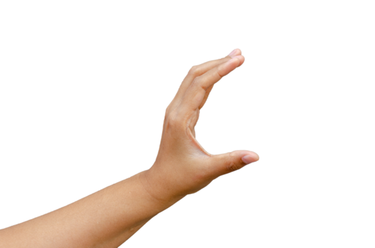 young woman hand holding something object on transparent background - Powered by Adobe