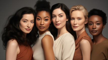 Portrait of diverse group Of beautiful women