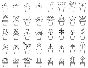 Simple and basic icon collection of houseplants