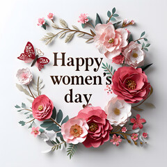 Card frame with roses for international woman`s day ai generated art. 