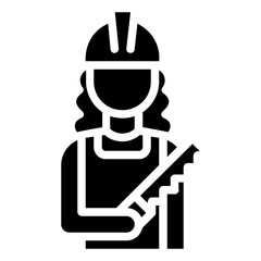 builder woman glyph vector icon