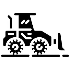 bulldozer glyph vector icon