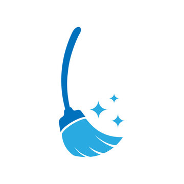 Broom vector icon illustration. Broom cleaning logo