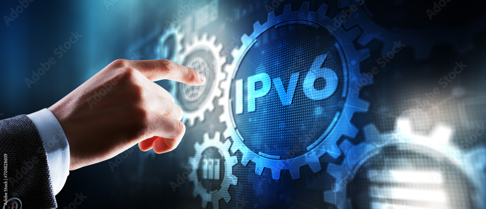 Aufkleber ipv6. new version of the internet protocol. modern technology concept