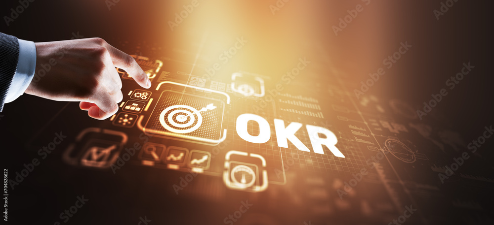 Poster objectives and key results okr. methods for project management
