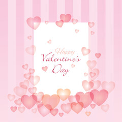 Valentine's Day. Happy Valentine's Day. Transparent heart frame postcard with white margin in the center.