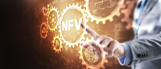 Network functions virtualization. NTV Technology cloud concept - obrazy, fototapety, plakaty