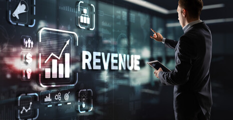 Revenue. Raising income concept. The businessman plans to increase his revenue