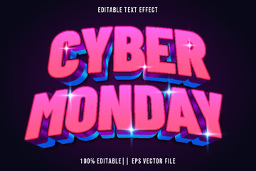 Cyber Monday Editable Text Effect 3D Modern Style